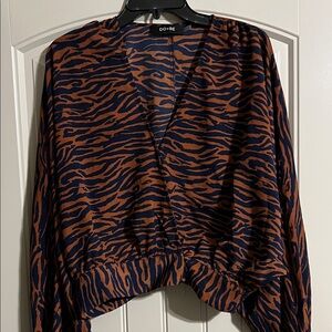 DO+BE Tiger Stripe Blouse in Orange and Blue
